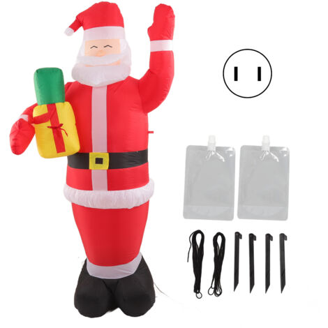 Père Noël gonflable lumineux avec sac cadeau pour jardin extérieur - Fonctionne sur prise US 100‑240V