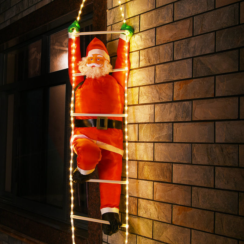 Père Noël grimpeur sur échelle illuminée par 120 LED pour intérieur et