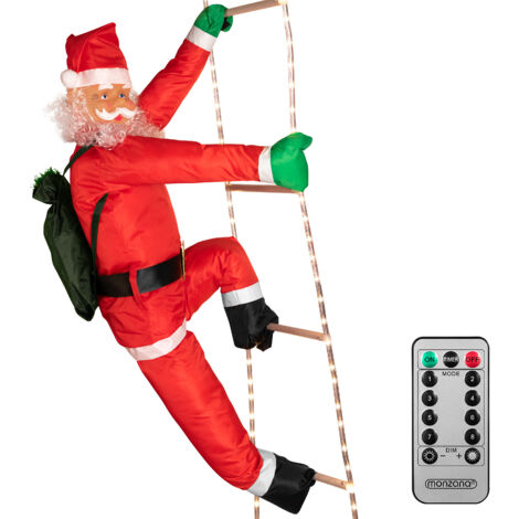 Père Noël grimpeur sur échelle illuminée par 120 LED pour intérieur et extérieur Décoration