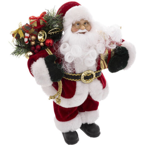 Père Noël traditionnel en velours rouge et fourrure blanche H 30 cm - Feeric Christmas