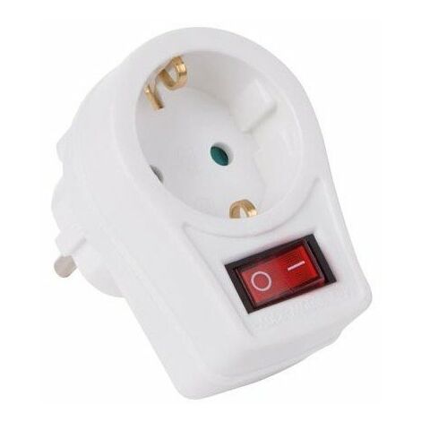 Perel – Adaptateur de prise Schuko avec interrupteur – 1 prise – Tension 230V AC – Courant 16A – Économie d'énergie en mode veille