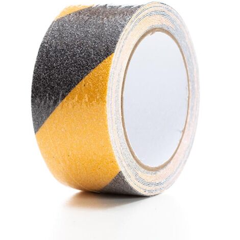 Perel Antirutschband 5 m x 5 cm schwarz gelb, starker Griff für den Innen- und Außenbereich, selbstklebend, wasserfest und UV-beständig, ideal für Treppen, Boden, Leiter, Beton, Holz, Lager