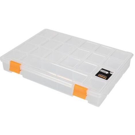 Perel – Boîte de rangement 21 compartiments – Dimensions 276 x 203 x 42 mm – Volume 2,3 L – Matériau polypropylène transparent