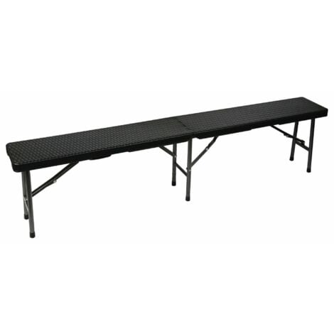 Perel Banc pliant, résistant aux intempéries, avec poignée, aspect rotin, max. 400 kg, noir