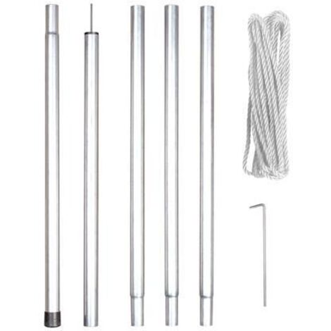Perel Befestigungsset mit Stange, Seil und Heringen, Metall, Durchmesser 25 mm, Höhe 250 cm
