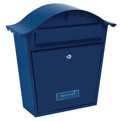 Perel – Boîte aux lettres murale Paris bleu en acier galvanisé – Dimensions 37 x 36,5 x 13,2 cm – Serrure à cylindre sécurisée