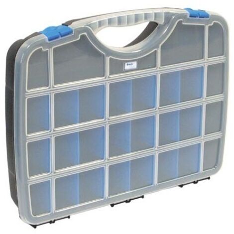 Perel – Boîte de rangement 388 x 290 x 61 mm – 25 compartiments amovibles – Polypropylène résistant aux chocs – Empilable et transport facile