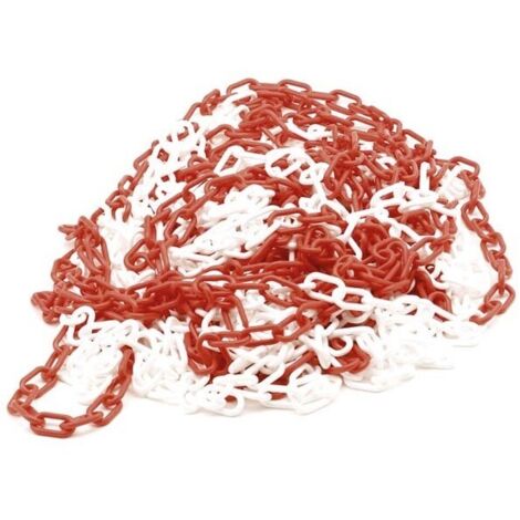 Perel – Chaîne de signalisation rouge et blanc 25m – Plastique PE léger – Pour délimitation chantiers et événements – Haute visibilité