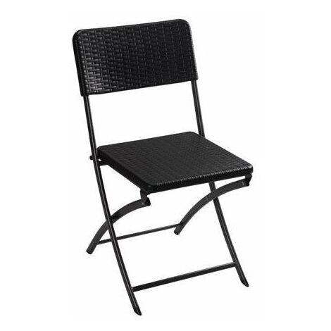 Perel – Chaise pliante imitation rotin – Dimensions 54x44.5x81 cm – Résistante aux intempéries – Charge maximale 300 kg