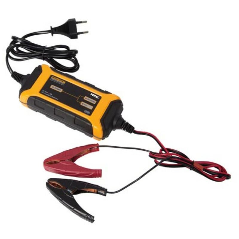 Perel Chargeur de batterie/entretien, pour batteries au plomb-acide 12 V, avec affichage d'état de charge LED, 3 étapes de chargement, pour voiture,