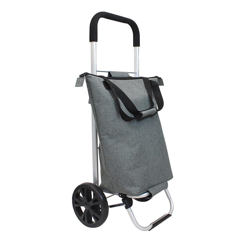 Chariot de courses avec sac amovible et résistant à l'eau, poignée, fermeture éclair et grandes roues, capacité de 60 litres, pour un confort maximal