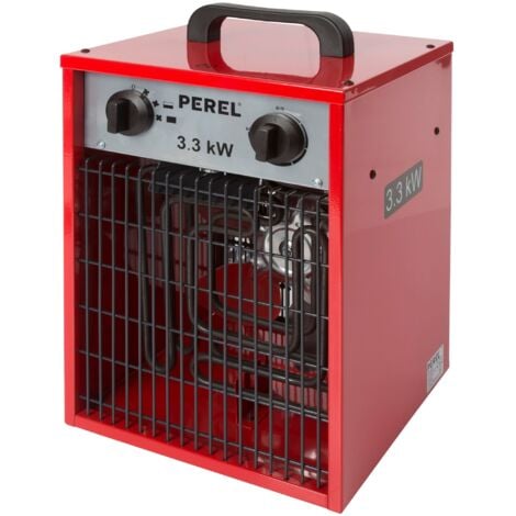 Perel Chauffage soufflant, chauffage électrique chantier,  radiateur électrique pour intérieur, chauffage mobile, thermostat, chauffer et refroidir, 2 modes, 3300 W