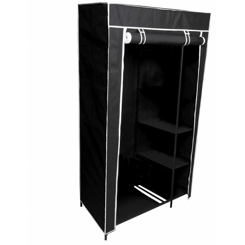 vidaXL Wardrobe with 2 Drawers Living Room Bedroom Clothing Cabinet Hanger Storage Shelf Organiser Cupboard Furniture Black 80x52x180cm Chipboard
