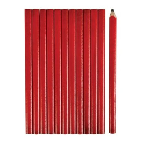 Perel – Crayon de menuisier 175 mm – Mine résistante aux bris – Blister de 12 – Pour bois dur – 1901X12