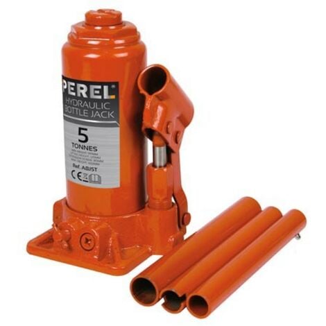 Perel Cric bouteille hydraulique, pour voiture, camion, camionnette, 5 tonnes, acier, orange
