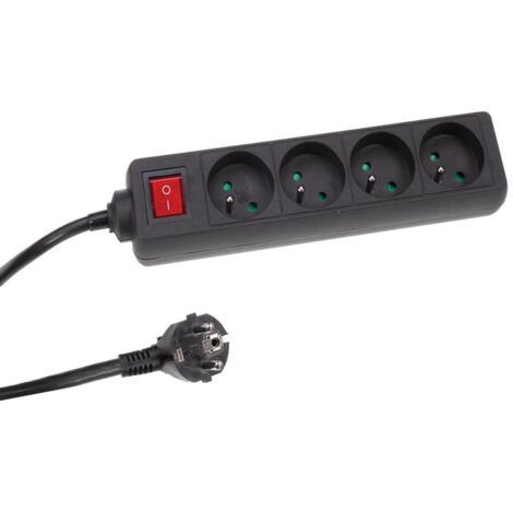 Perel EB4BLNS base múltiple 1,5 m 4 salidas AC Interior Negro