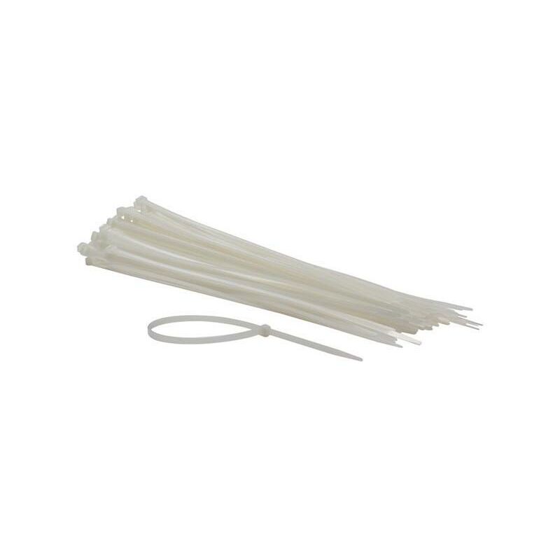 Perel - set fascette in nylon - 4,8 x 300 mm - bianco (100 pz)