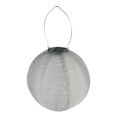 Perel Farol solar de jardín, blanco, Ø 25 cm, para veladas encantadoras