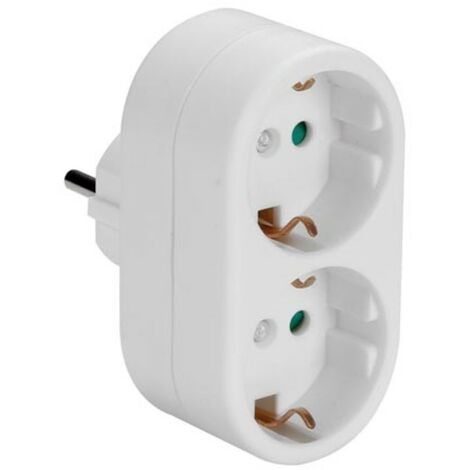 Perel Fiche multiprise, 2 prises schuko (type F), polypropylène, usage intérieur, blanc