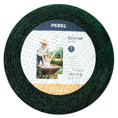Perel Filet anti-oiseaux, polyester, maillage 2 cm², 4 x 5 m, vert