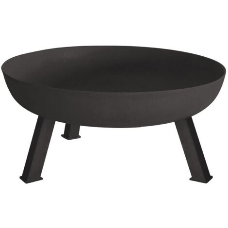 Perel Gran brasero Redondo de Hierro Fundido con 3 Patas Resistentes, Ø100 cm, Altura 41,5 cm, Chimenea Exterior Negra para jardín o terraza, Ideal para leña o carbón