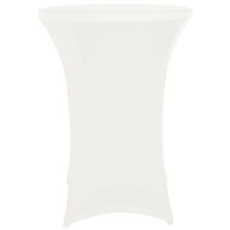 Perel Housse de table extensible blanc Ø80 x 100 cm pour tables cocktail et mange debout housse élastique avec poches de pieds lavable ajustement serré pour mariage fête événement foire