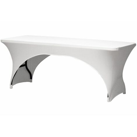 Perel Housse de table, nappe pour table de jardin, nappe elastique table rectangulaire, arquée, nappe table jardin, couverture spandex lavable, blanc, 180 x 75 x 74 cm