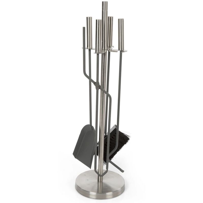 

Perel - Juego de accesorios de chimenea 4 piezas acero inoxidable - Plateado