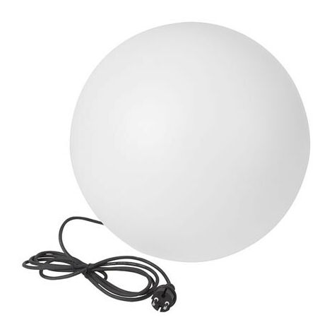 Perel, Lampe sphérique, avec piquet, usage intérieur et extérieur, Ø 45 cm, câble d'alimentation de 3 m, E27, IP65, blanc