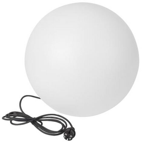 Perel Lampe sphérique, avec piquet, usage intérieur et extérieur, Ø 45 cm, câble d'alimentation de 3 m, E27, IP65, blanc