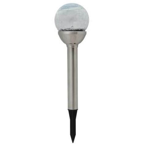 Perel Lampes solaires de jardin lot de 12, éclairage extérieur LED RGB 34 cm acier inoxydable, IP44 étanche, capteur crépusculaire automatique, pour allée terrasse jardin