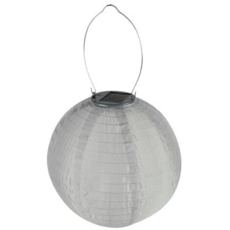 Perel Lanterne de jardin solaire, blanche, Ø 25 cm, pour des soirées atmosphériques