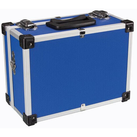 Perel Mallette de rangement, bandoulière, verrouillage par clé, 2 clés, aluminium, bleu, 320 x 230 x 155 mm