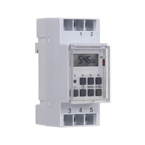Perel Minuteur hebdomadaire, numérique, montage sur rail DIN, 230 V, 16 A, 3600 W, pour usage intérieur, blanc