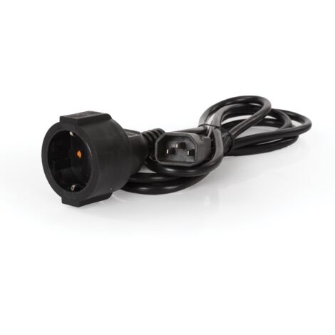 Perel Netzkabel, H05VV-F 3G1, 1.8 m, 2.5 A/230 V, 2500 W, Typ F auf C14, für innen, PVC, schwarz