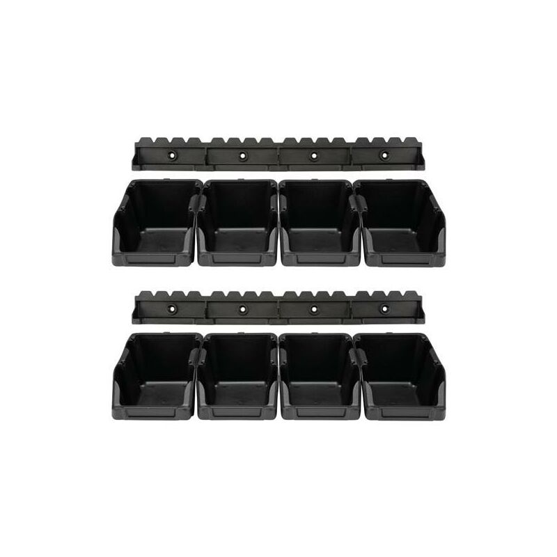 Image of Perel - Set of 8 Pcs Storage Bin - 103 x 165 x 75 mm - Black