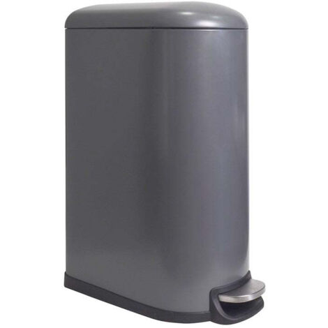Perel Poubelle à pédale métallique avec seau amovible, base solide antidérapante et pédale renforcée, idéale pour la maison et le bureau, capacité de 40 litres, rectangulaire 64,5 x 28,5 x 47 cm, gris