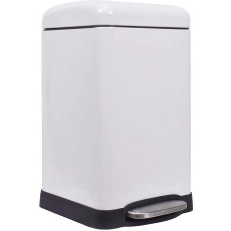 Perel Poubelle à pédale métallique avec seau amovible, base solide et pédale antidérapante, idéale pour la maison et le bureau, capacité 20 litres, carrée 45,5 x 28 x 34 cm, blanc mat