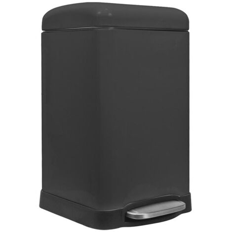Perel Poubelle à pédale métallique avec seau amovible, base solide et pédale antidérapante, idéale pour la maison et le bureau, capacité 20 litres, carrée 45,5 x 28 x 34 cm, noir mat