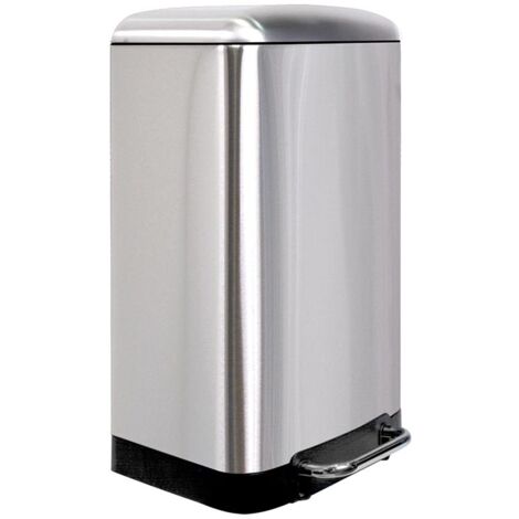 Perel Poubelle en métal dede avec bac amovible, base solide antidérapante et pédale renforcée, idéale pour la maison et le bureau, capacité de 30 litres de, rectangulaire 61,5 x 32,5 x 34,5 cm, gris.