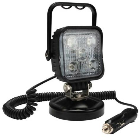 Perel – Projecteur LED 15 W – Lumière blanche neutre 7500°K – Base magnétique pour fixation rapide – 800 lm – Câble 2 m 12 VDC