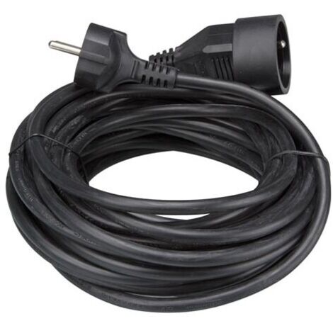 Perel – Rallonge électrique 10 m – H05VV-F 3G1.5 – 16 A/230 V – 3500 W – Usage intérieur – PVC noir avec protection enfants