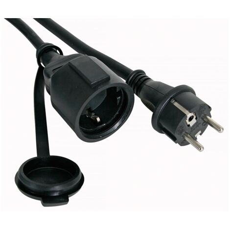 Perel – Rallonge en caoutchouc 5 m – H05RR-F 3G2.5 – 16 A 230 V 3680 W – IP44 pour intérieur et extérieur – Câble résistant à l'abrasion