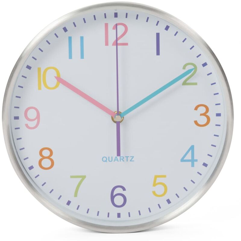 

Reloj de pared blanco y plateado 25 cm - Blanco - Perel