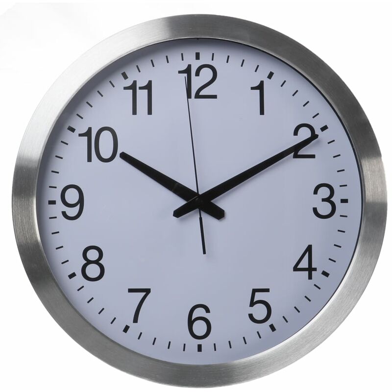 

Reloj de pared blanco y plateado 40 cm - Blanco - Perel
