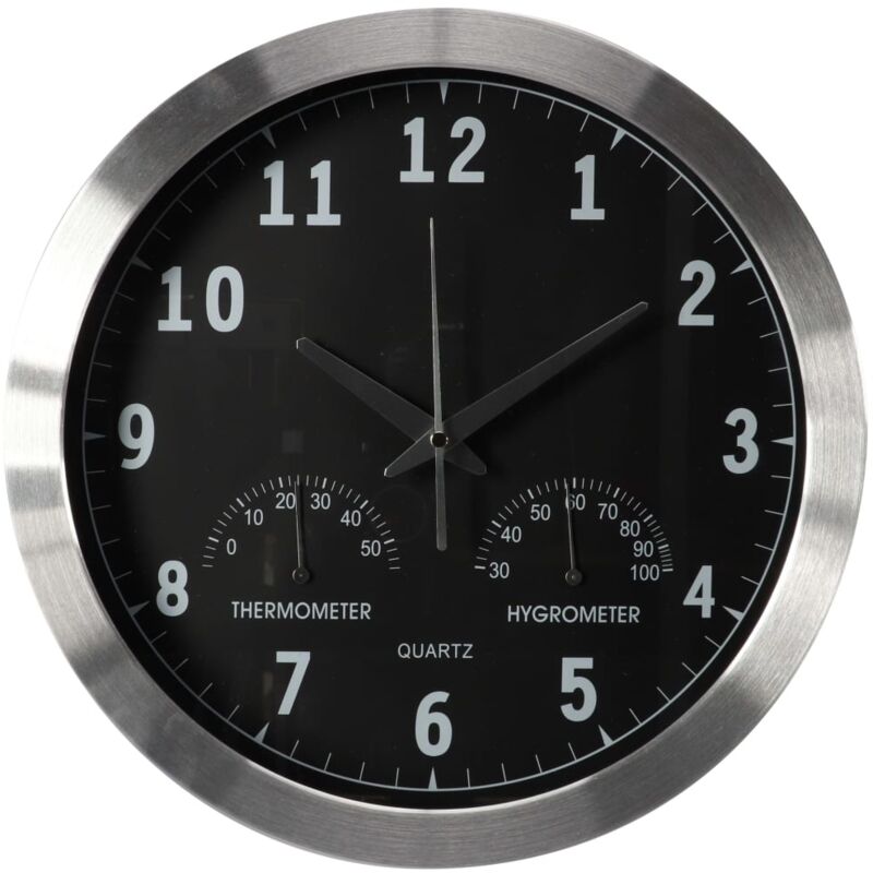 

Reloj de pared negro y plateado 35,5 cm - Negro - Perel