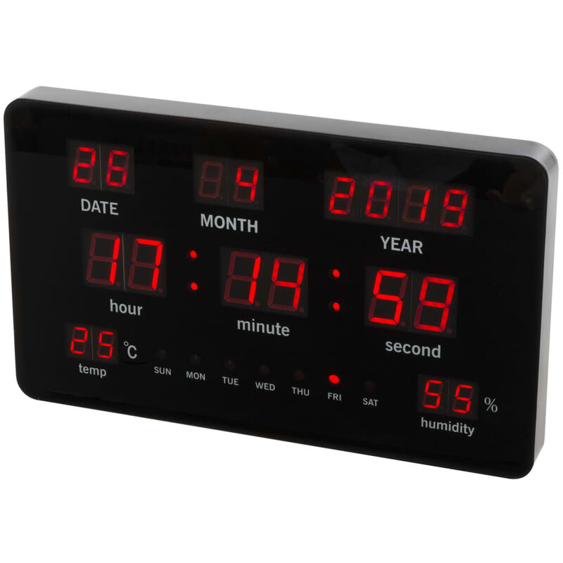 

Reloj LED de pared negro 37,8 x 25,8 cm - Negro - Perel