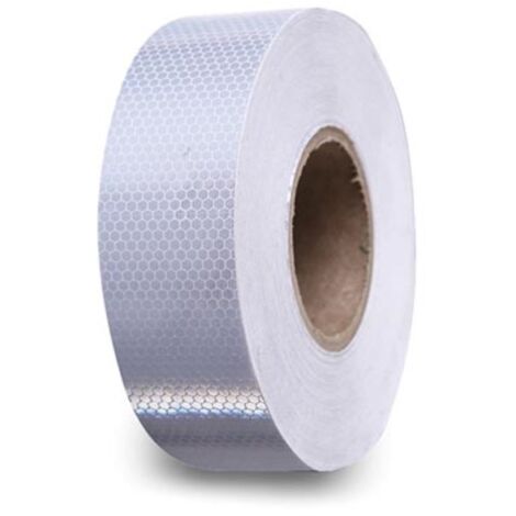 Perel Ruban réfléchissant 5 cm x 5 m, avec motif en nid d'abeille pour une visibilité accrue, blanc