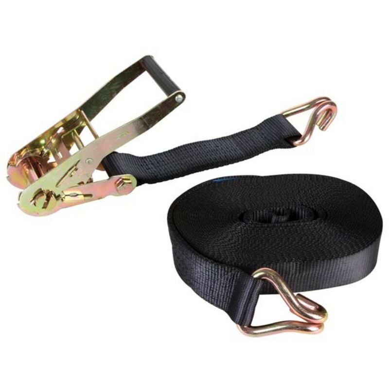 Toolland Sangle d'arrimage, en 2 parties, avec tendeur à cliquet et crochets doigts serrés, résistant aux UV et à l'humidité, pour l'arrimage de
