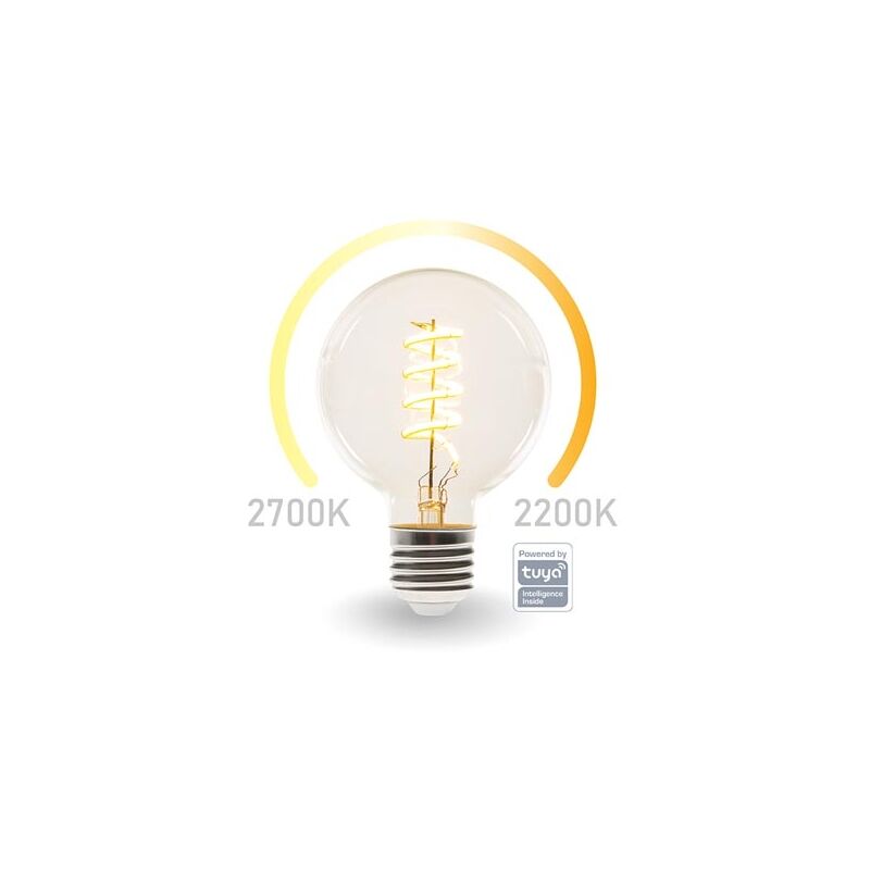 

Perel Smart1212 Smart Wifi Filament Bulb, Blanco & Intense Warm Blanco, E27, G95